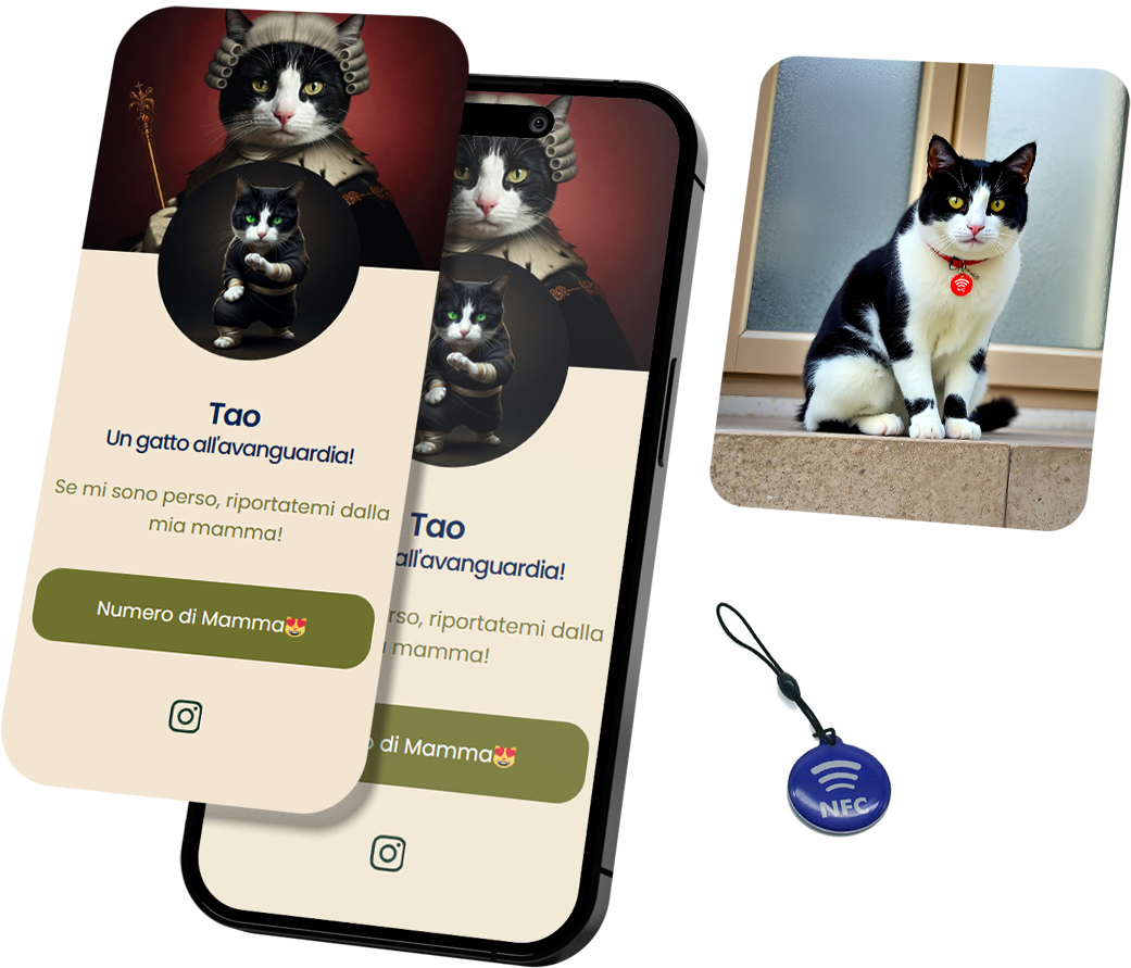 Ciondoli NFC per Animali con Landing Info